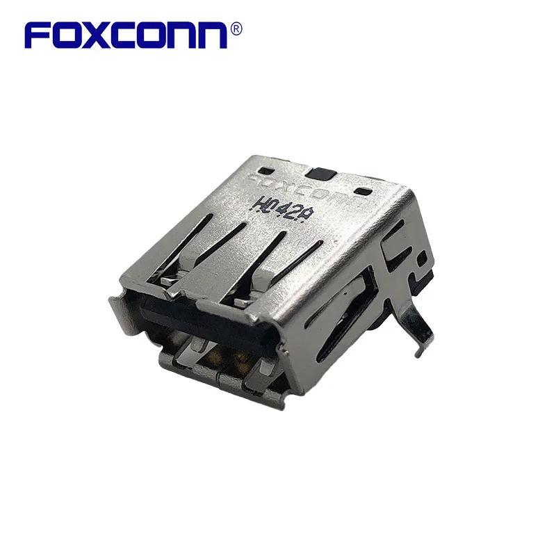 Foxconn UB11123-4K5-4F Single Layer Flanging USB2.0 A-type Matrixes 90 Degree Black Glue