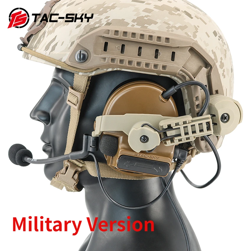 TS TAC-SKY 2024 New Military Comtac 3 Tactical Headset Hearing Protection Electronic Silicone Earmuffs ARC Rail Helmet Bracket