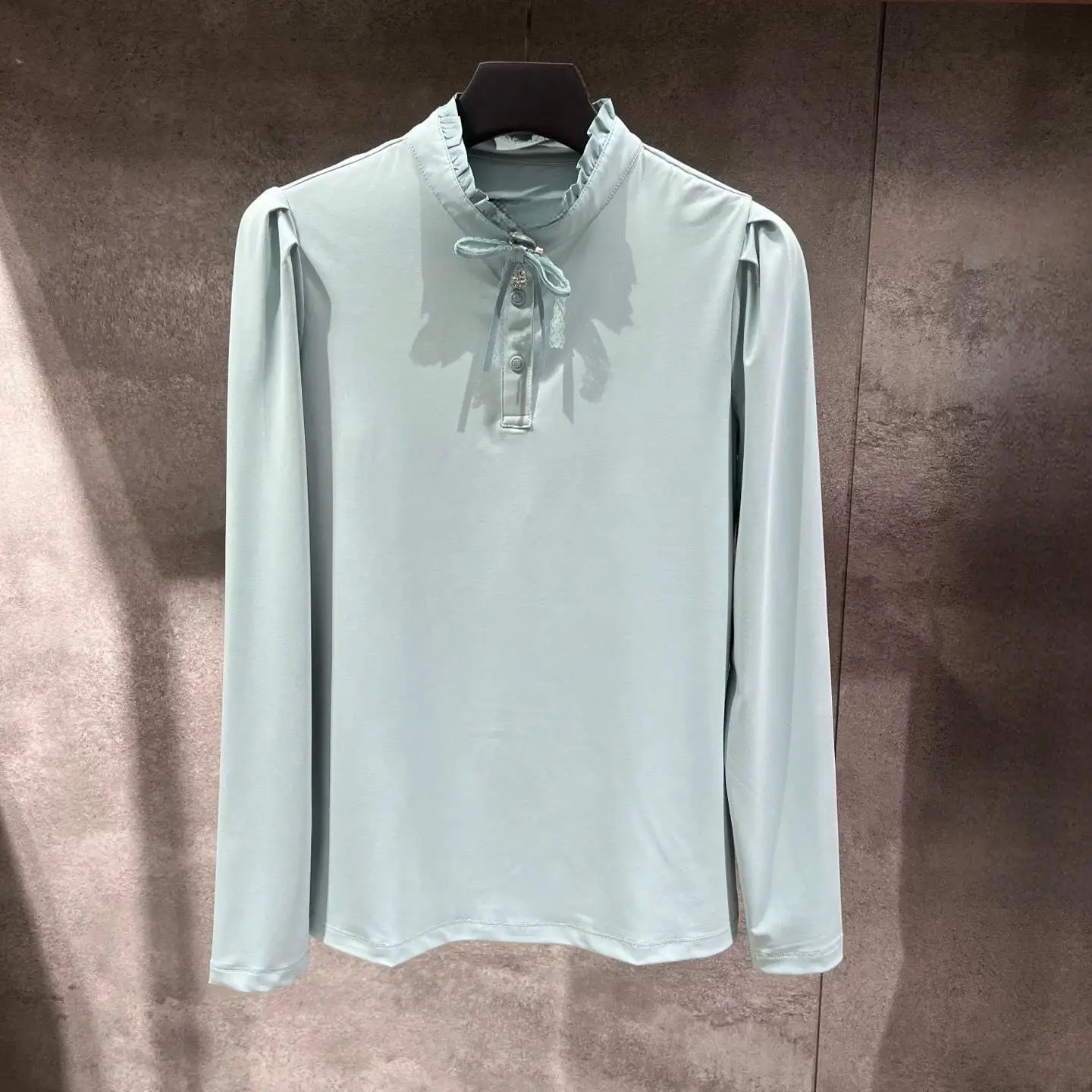 Ladies Golf Long Sleeve Shirt Early Fall New Mock Neck Bow Design Stretch Women Golf Athletic Tops