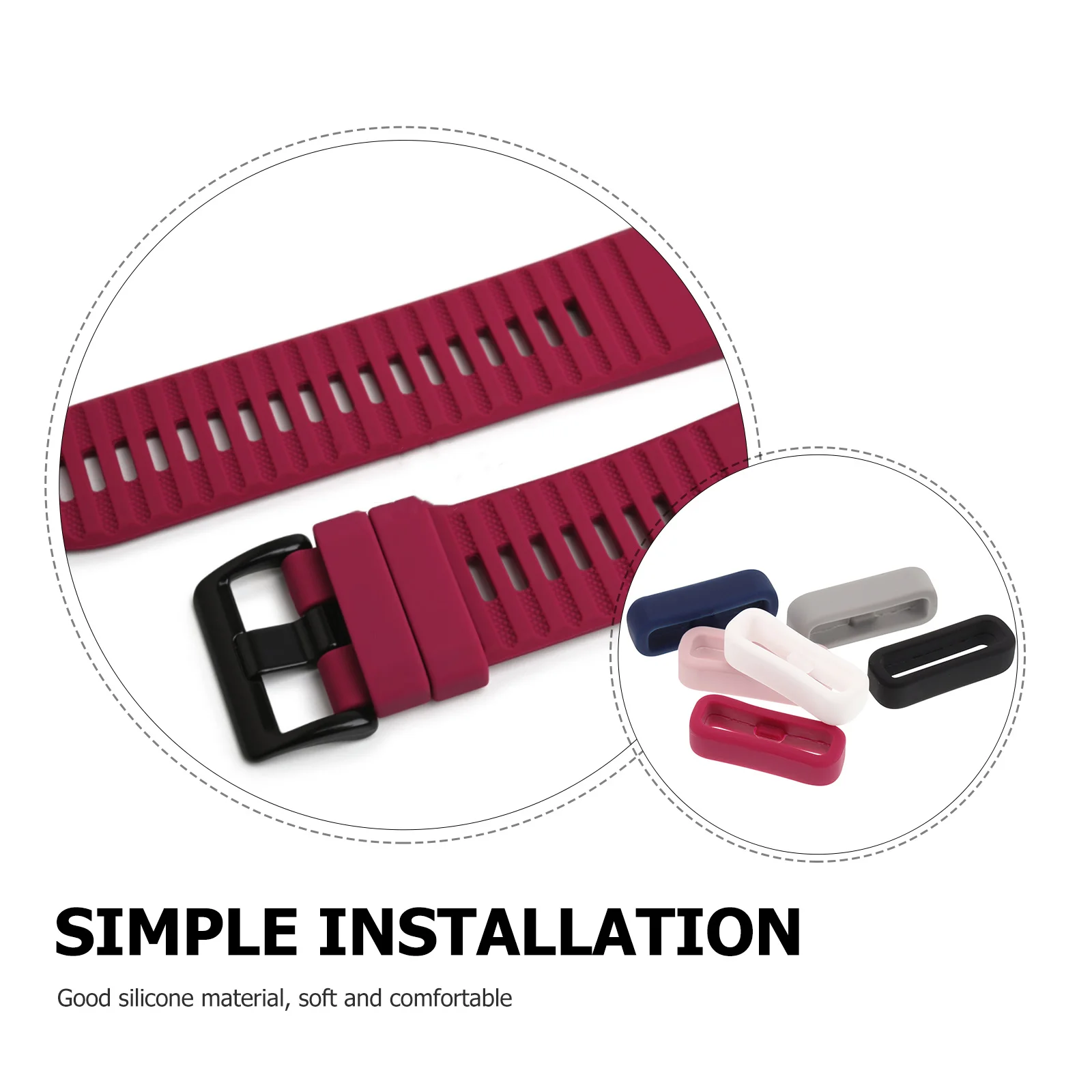 6 قطع من حلقات تثبيت حزام الساعة من السيليكون، حزام آمن، حلقة حارس مرنة لتتبع اللياقة البدنية للساعة الذكية