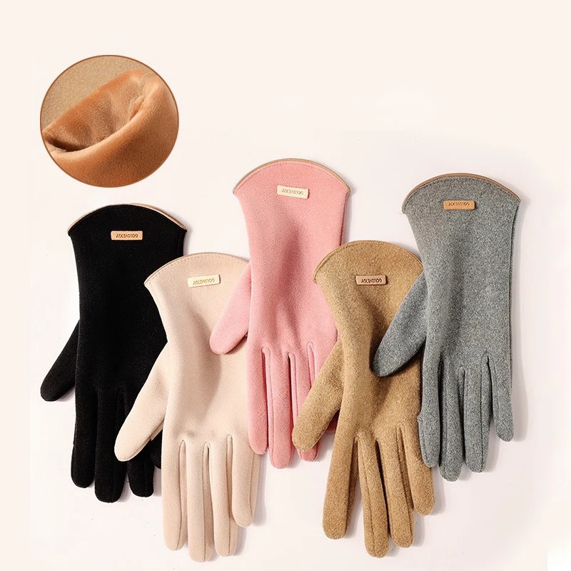 

1Pair New Winter Women Keep Warm Touch Screen Elegant Simple Cashmere Gloves High Quality Elasticity Thickened Soft