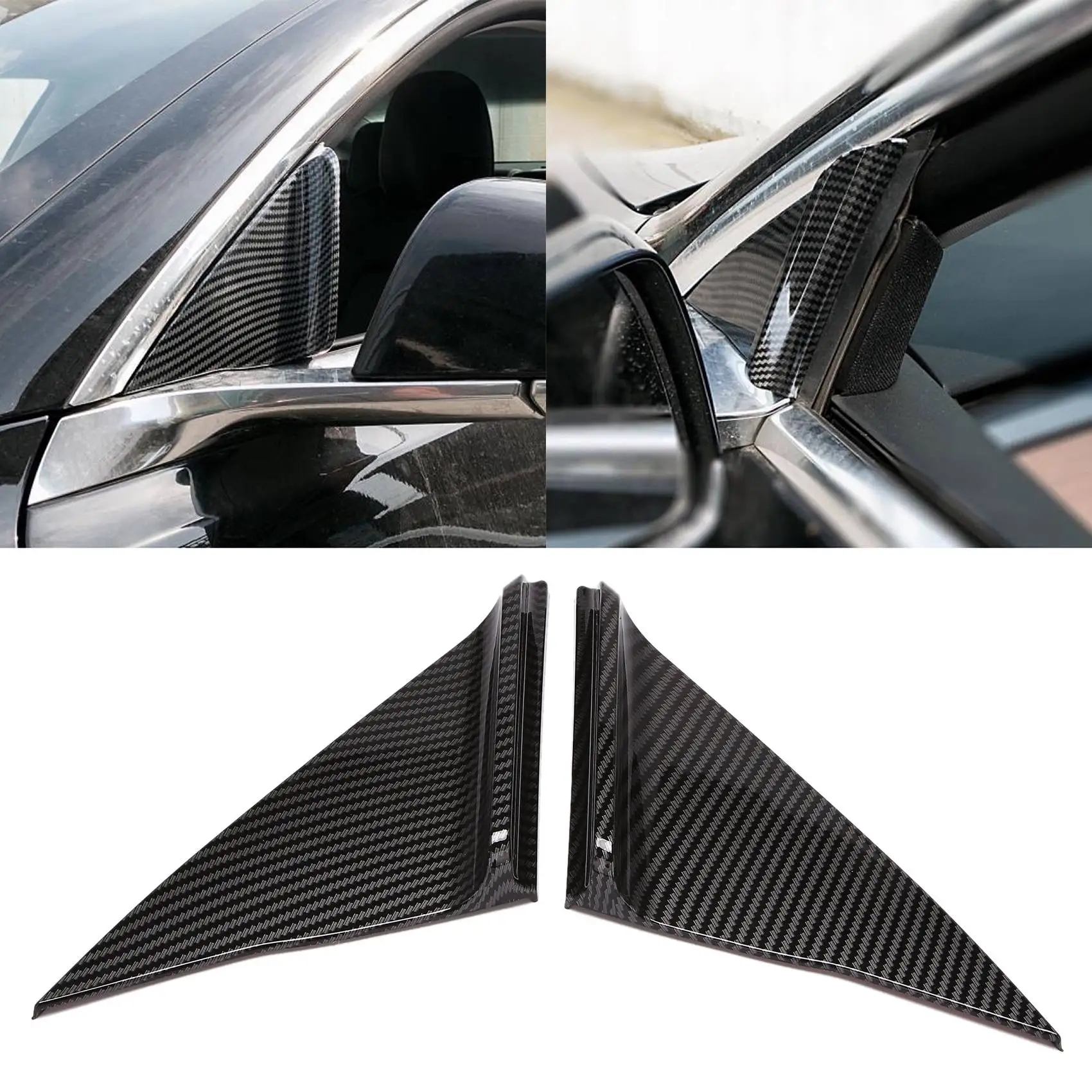 For Tesla Model 3 Front Triple-cornered Spoiler Noise Reduction Sticker A-Pillar Wind Resistance Sticker Trim