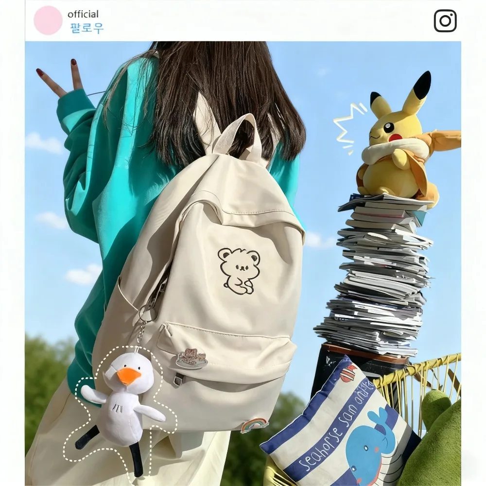 Осень 2025 г., рюкзак для девочек в корейском стиле, милый мультяшный медведь, ulzzang в японском стиле, школьная мягкая девушка, городская простота