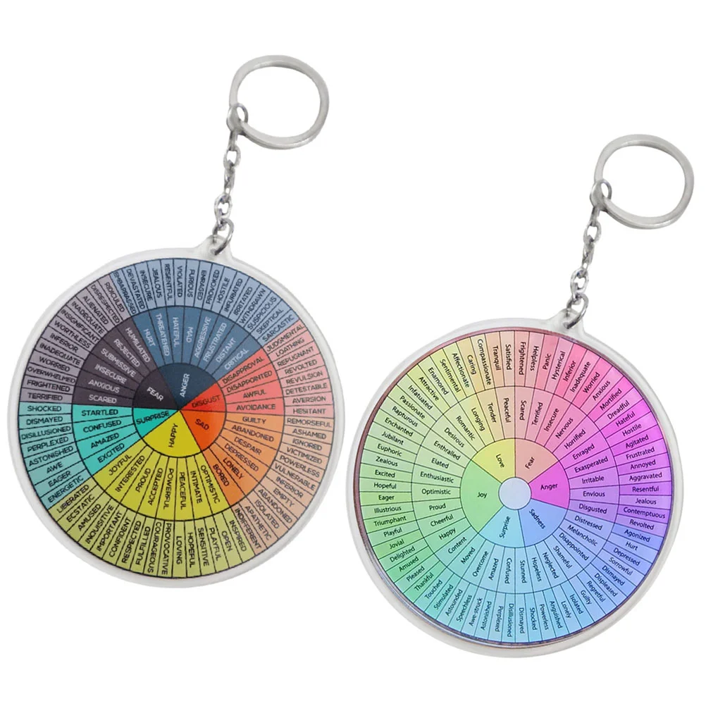 2 Pcs Psychological Emotional Key Wheel Keychain Feeling Decor Feelings Ring Portable