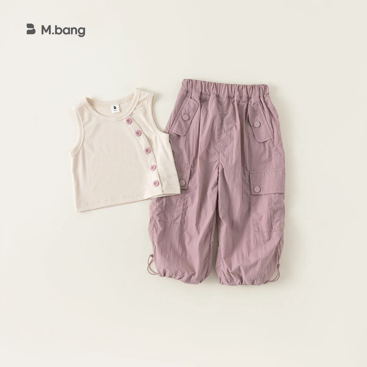 Children Girl Clothes Suit Clothes Girls 2024 Spring Korean Style Stylish Design Feeling Back Heart Cargo Pants 2-piece Set