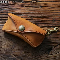 Genuine Leather Eyeglasses Box Vintage Handmade Hard Luxury Spectacle Waist Glasses Bag Case Eyewear Sunglasses Holder Cover Men