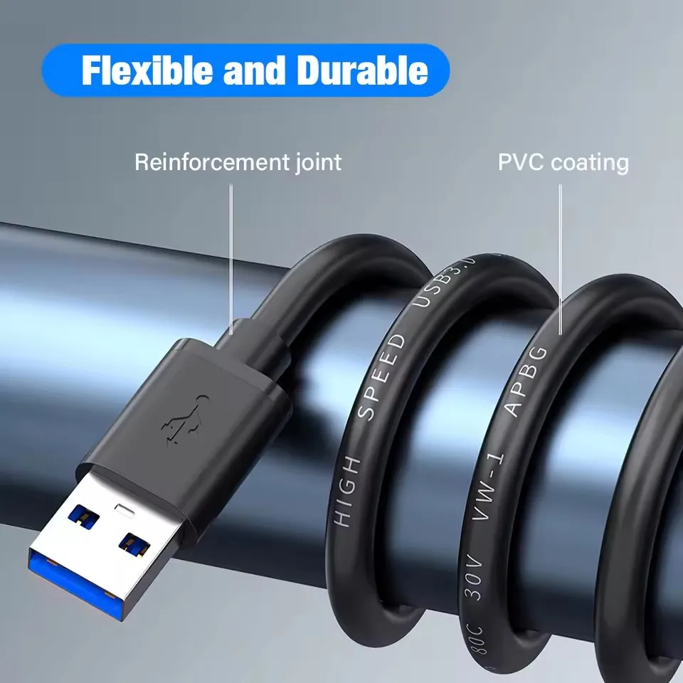 كابل تمديد USB 3.0 USB ذكر إلى ذكر 5 جيجابت في الثانية كابل بيانات نقل سريع USB3.0 للكمبيوتر المحمول إلى تلفزيون القرص الصلب المحمول