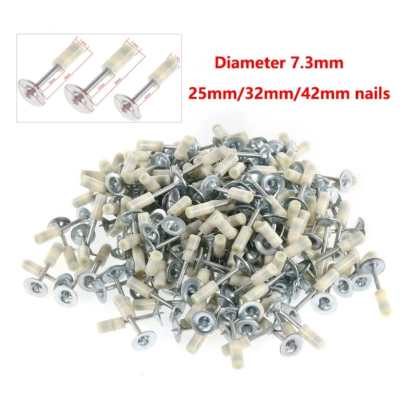 

200Pcs/Set 25mm/32mm/42mm Round Nail Manual Fire Round Nail Gun Fixed Peg Ceiling Artifact Diameter 7.3mm For Mini Nail Gun