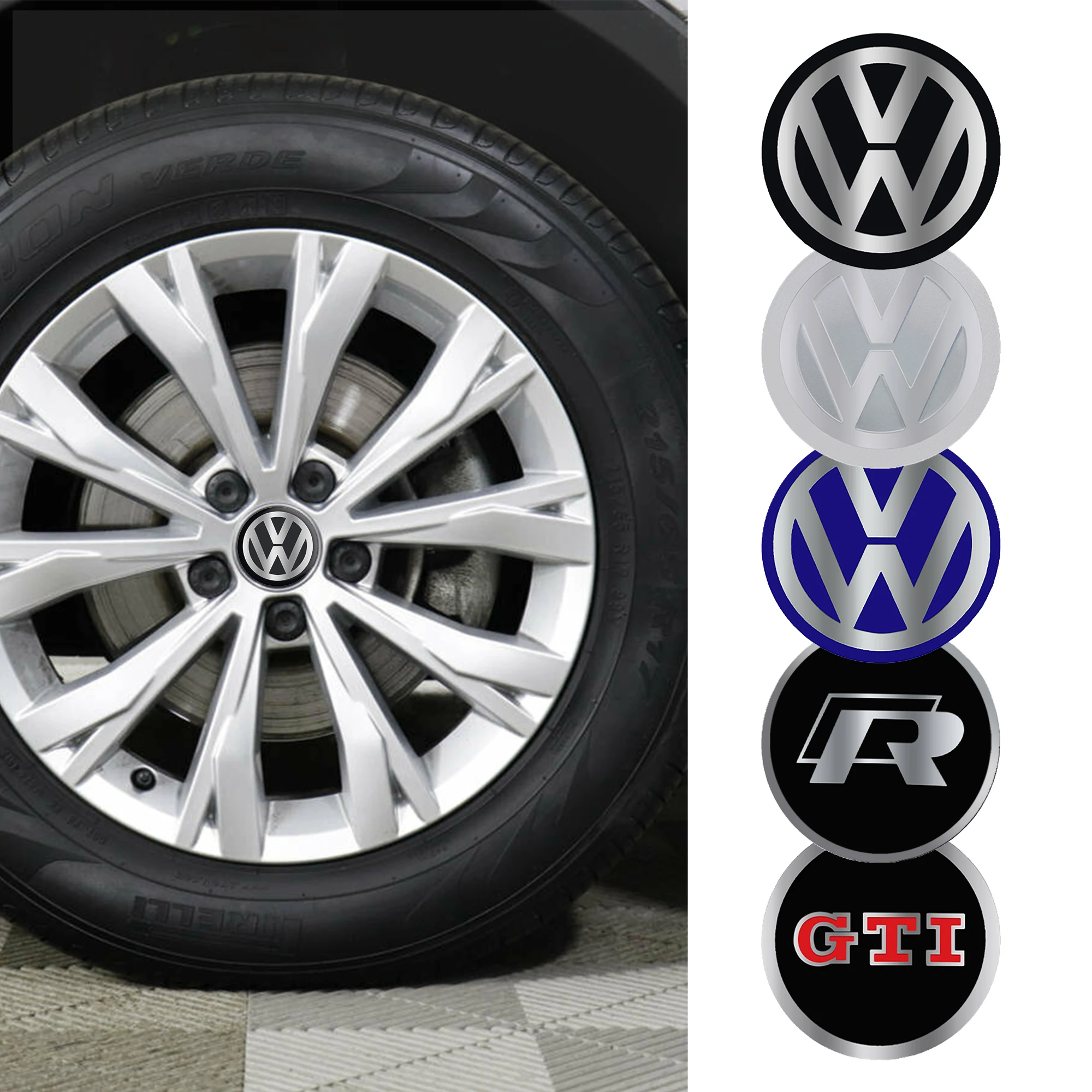 4pcs 56/60/65mm Wheel Center Cover Stickers Hub Cap Auto Accessorie For Volkswagen Golf 4 R GTI TSI TDI R32 MK4 Polo Scirocco