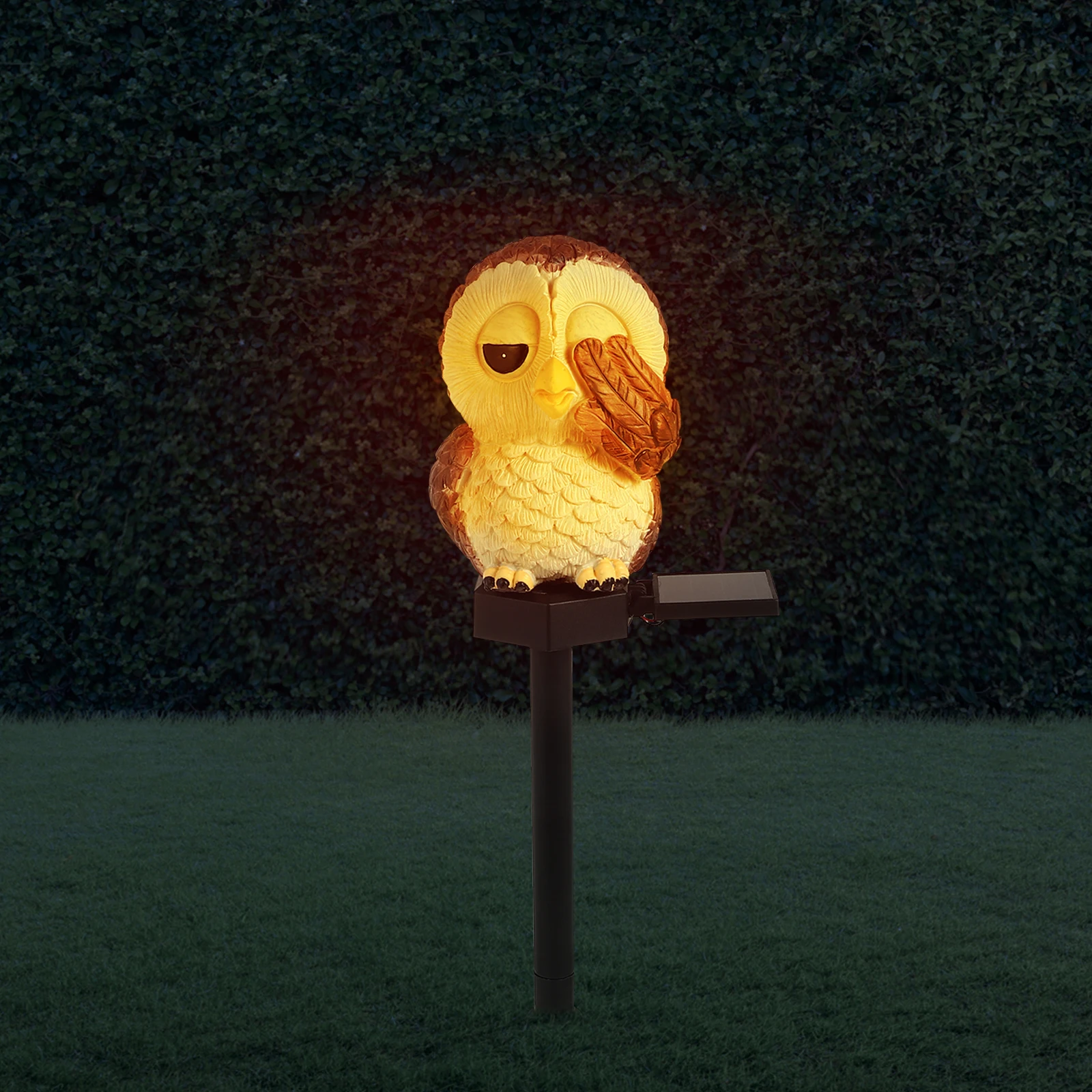 

2Pcs Solar Owl Lawn Lamp Resin Garden Decorative Light Yard Statue Outdoor L Decoration Warm Bright Glow