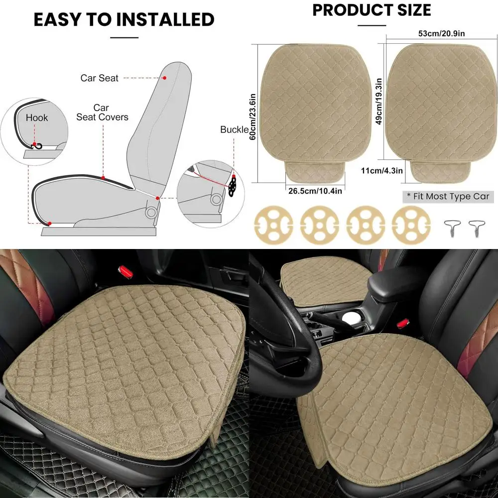 

2pc Comfortable Car Seat Covers Universal Front Seat Covers for Car Accessories with Storage Pockets, Padded Car Interior Covers
