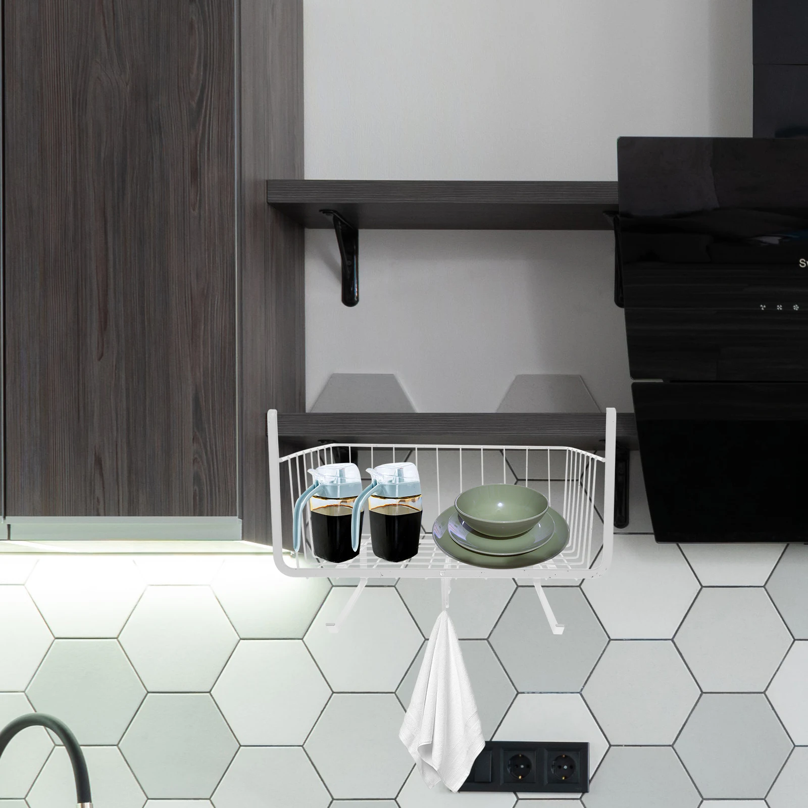 

Under Shelf Basket Carbon Steel Hanging Organizer Kitchen Cabinet Storage Rack Wire Basket Holder for Sundries