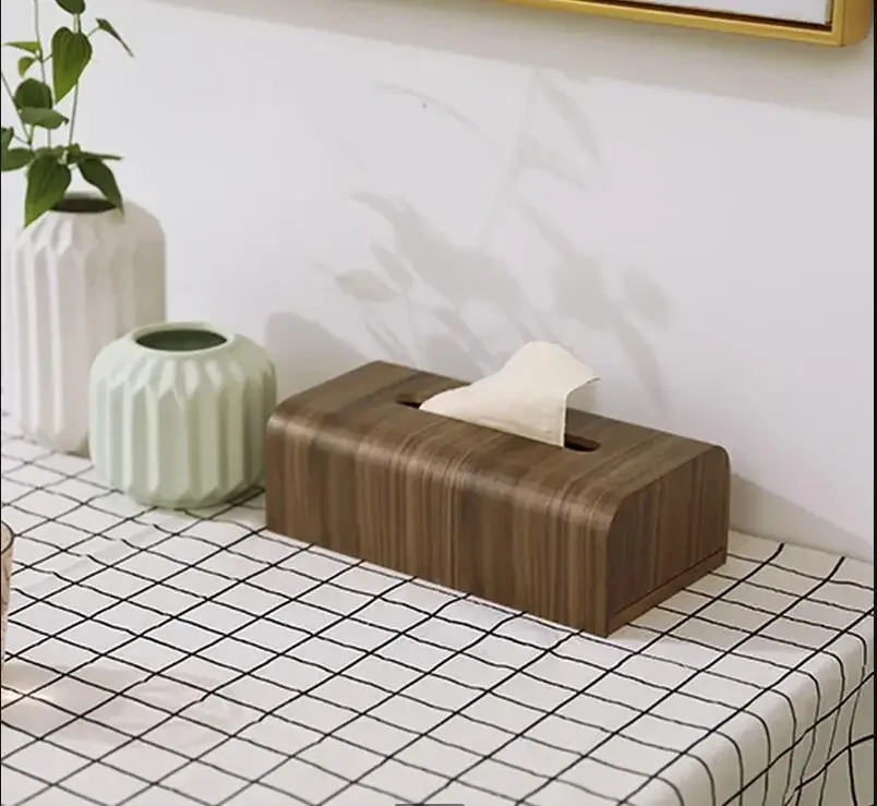

European Tissue Box Density Board Wooden Storage Home Living Room Decoration Paper Towel Tube Holder