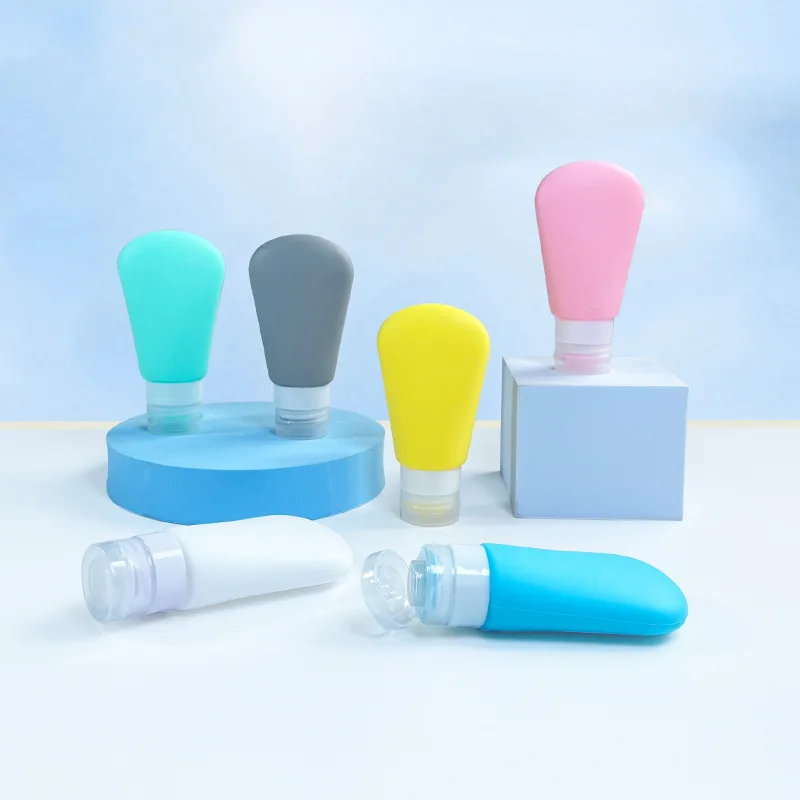 4-teiliges Silikon-Reiseflaschen-Set für Toilettenartikel, Shampoo, Duschgel, Reisegrößen-Behälter, Reise-Essentials, Reise-Kit