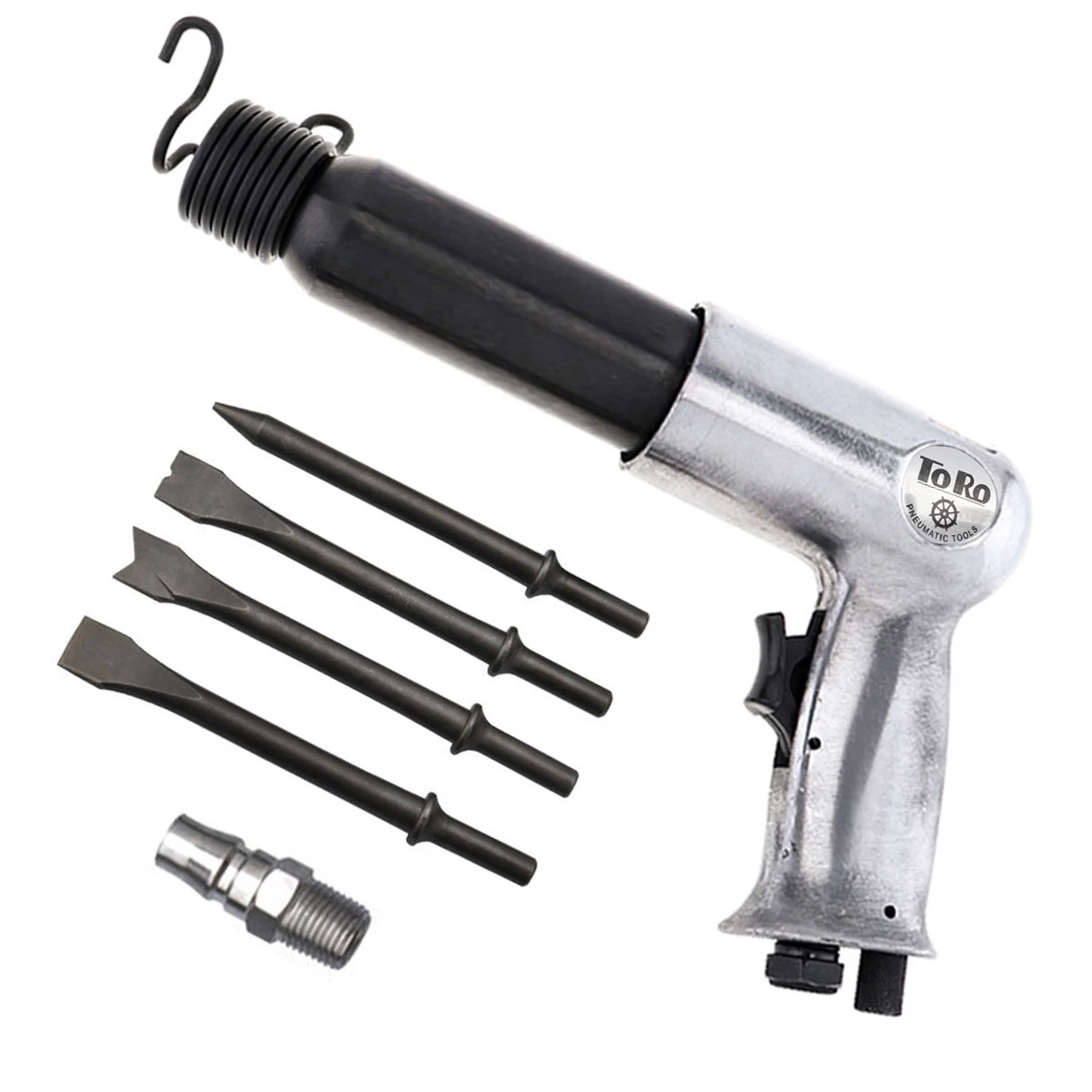 Professional Handheld Pistol Gas Shovels Air Hammer Small Rust Remover 1/4 Inch Air Shovel Pneumatic Tools with 4 Chisels