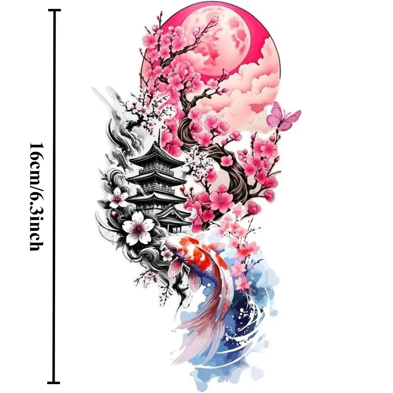Japanese Koi Pagoda Cherry Blossom Sticker Vinyl Decal for Water Bottle Luggage Fuel Tank Cover Otaku Decor