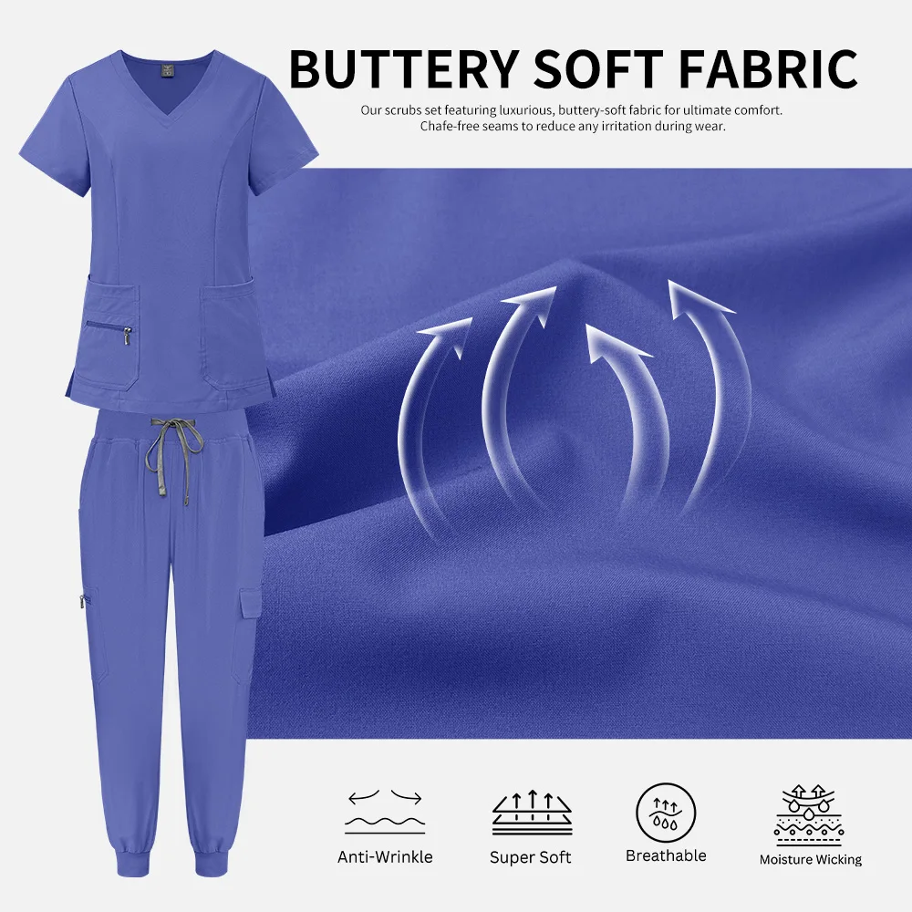 니아힌 의대생 액세서리 유니폼 단색 의사 복장 여성 간호사 스크럽 유니폼 애완동물 미용 작업복 남성