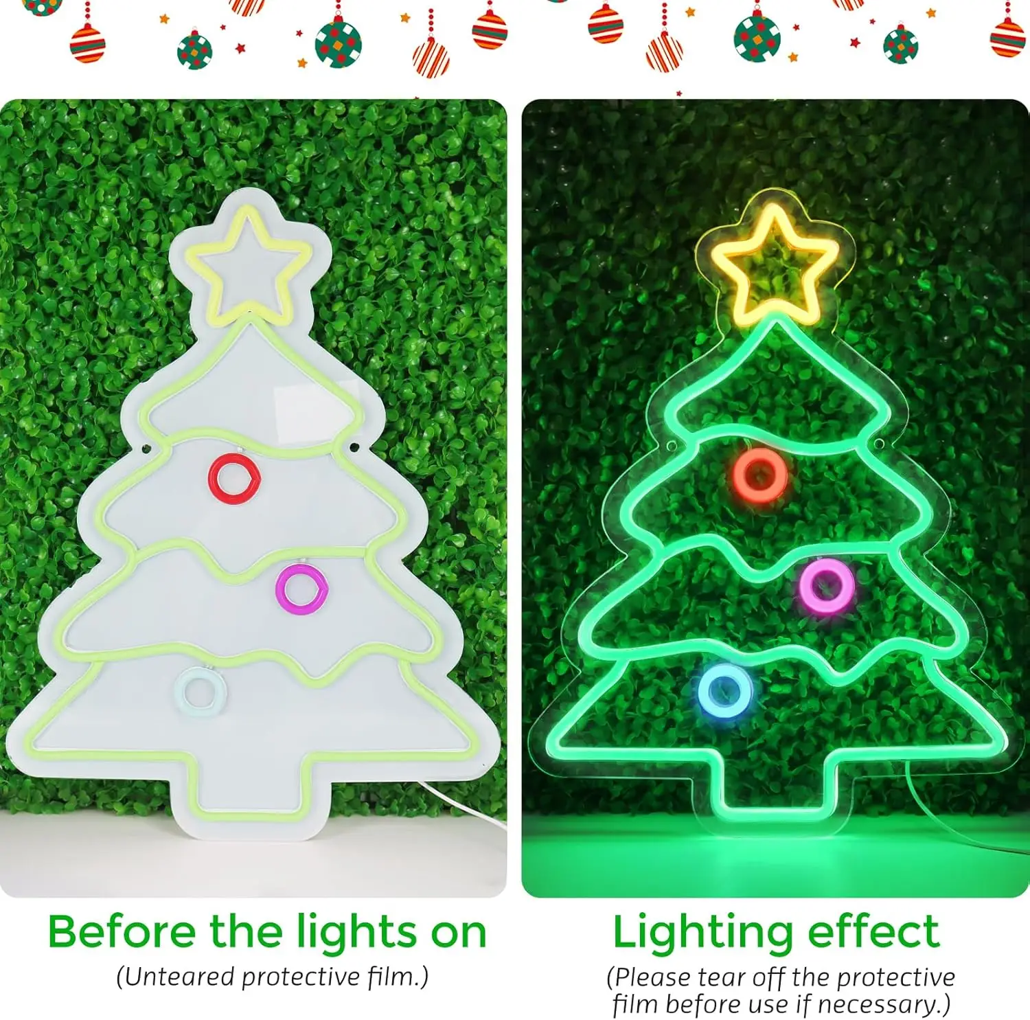 شجرة عيد الميلاد النيون تسجيل USB Dimmabale LED ضوء النيون لنافذة الكنيسة Xmax حزب بار ديكور المنزل عيد الميلاد ضوء هدية #2