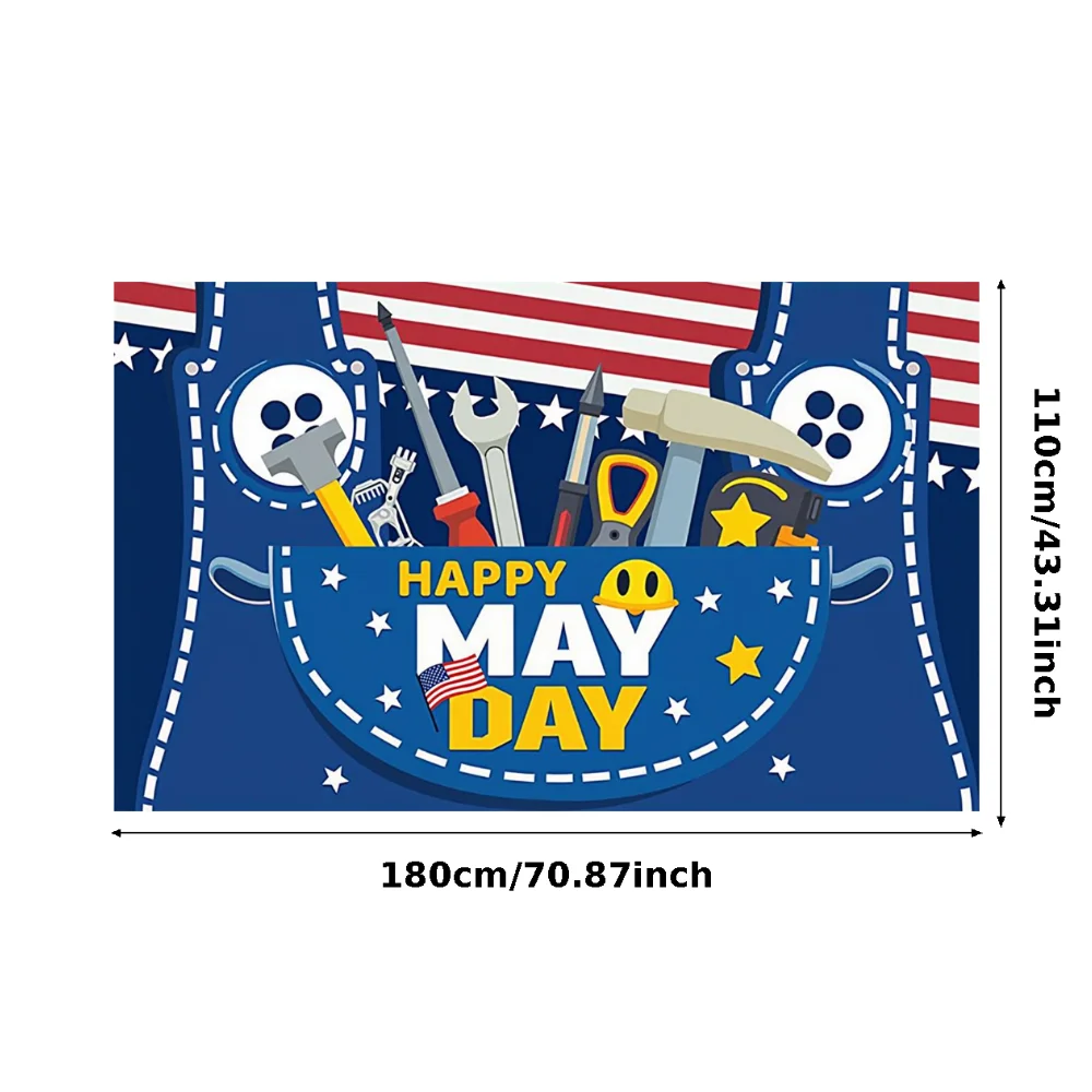 لافتة يوم العمال بخلفية زرقاء، لافتة يوم سعيد، لافتة احتفال بالولايات المتحدة الأمريكية لحدث حفلات الاحتفال بعيد العمال