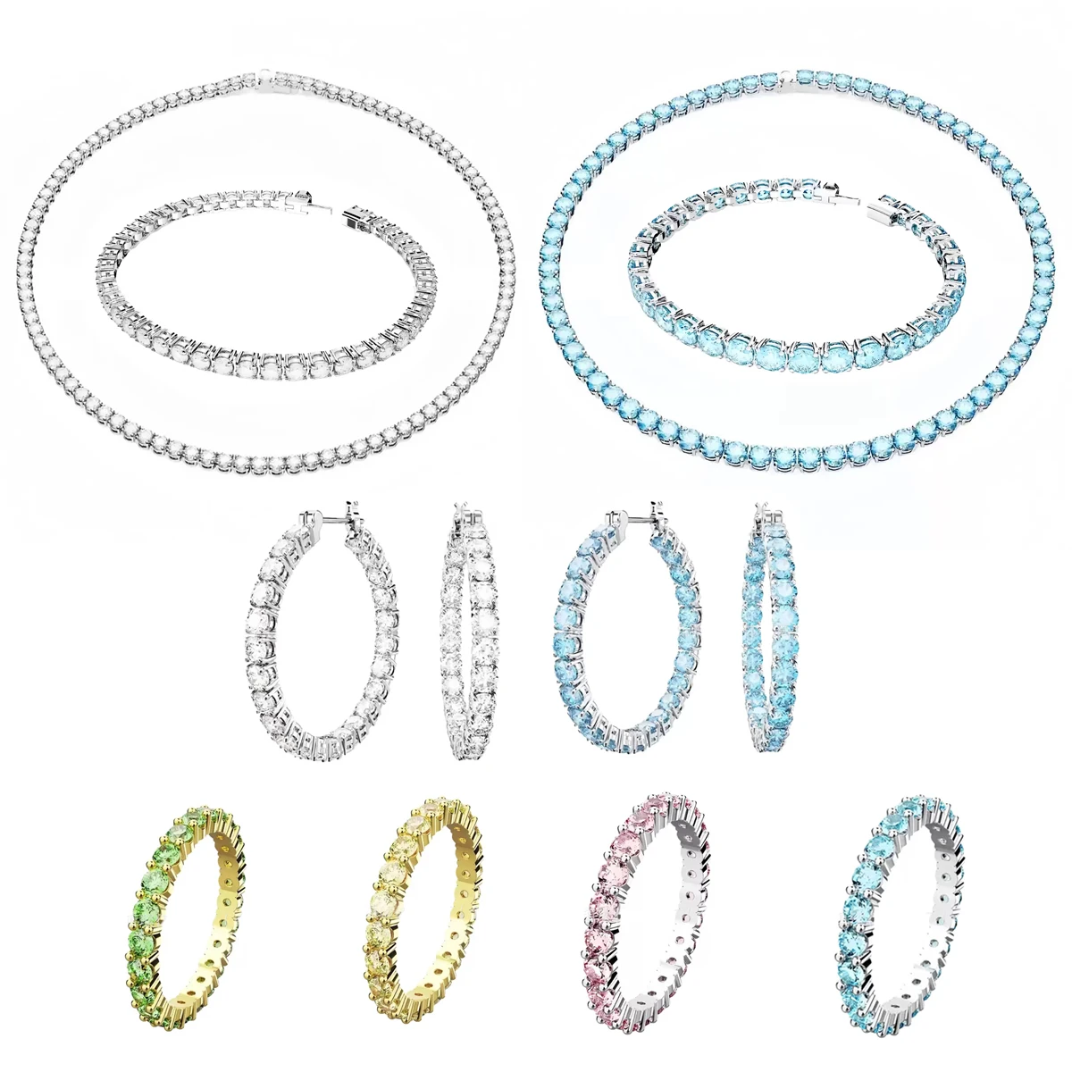 

Luxury Women's Jewelry Tennis Necklaces, Bracelets, Earrings, Rings; Stylish and Simple Valentine's Day Gifts