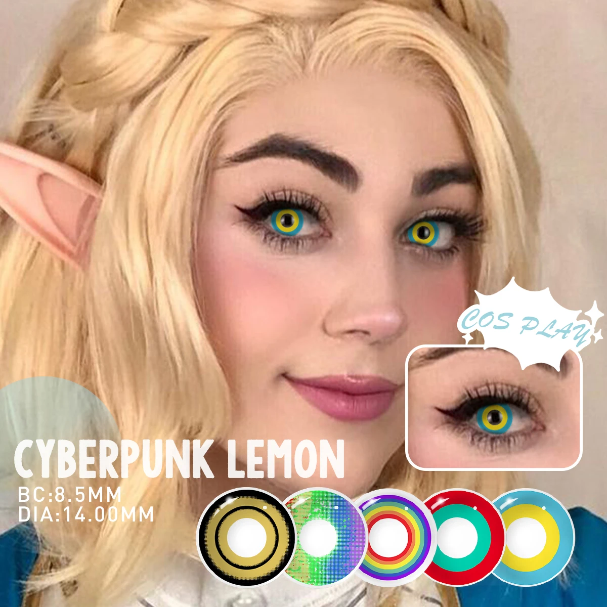 VISUASHOW Myopie Anime Cosplay Farbige Kontaktlinsen Stärke -1.00 bis 8.00 Halbjährlich Austauschbar Makima Augen-Schönheitslinsen für Make-up