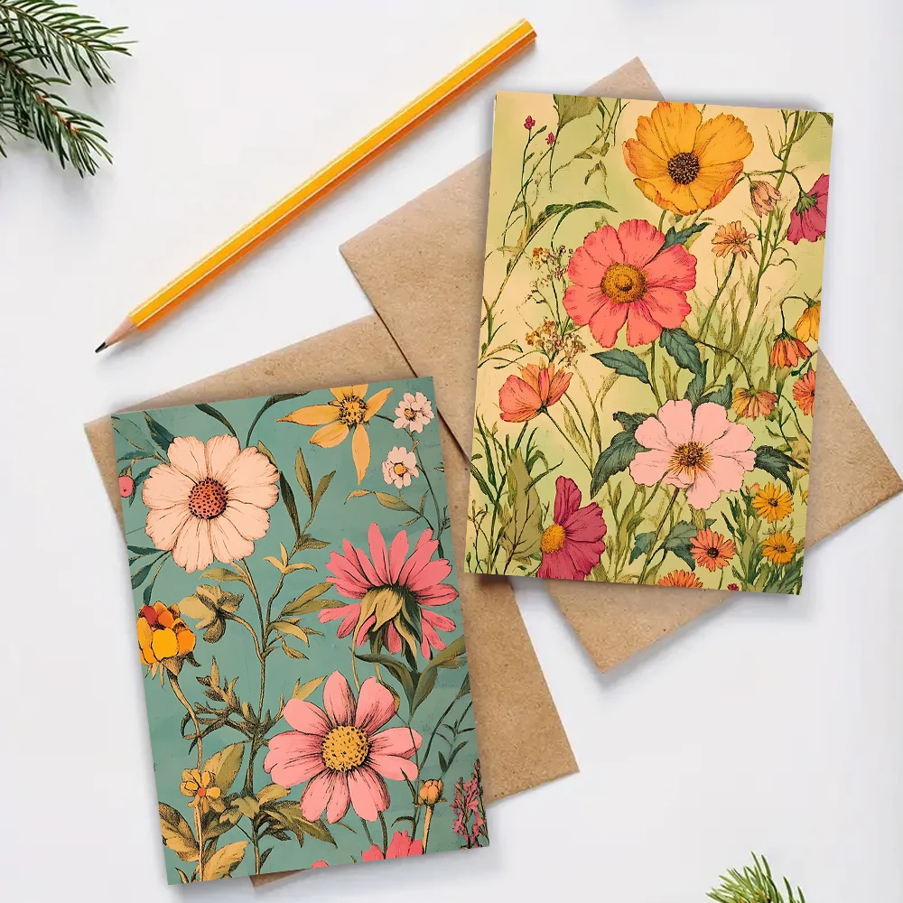 24 Stück, Vintage-Blumen-Grußkarten-Set mit Umschlägen für jedermann, DIY-Grußkarten, Einladungskarten, vielseitiger, lustiger Gruß – Detail 4