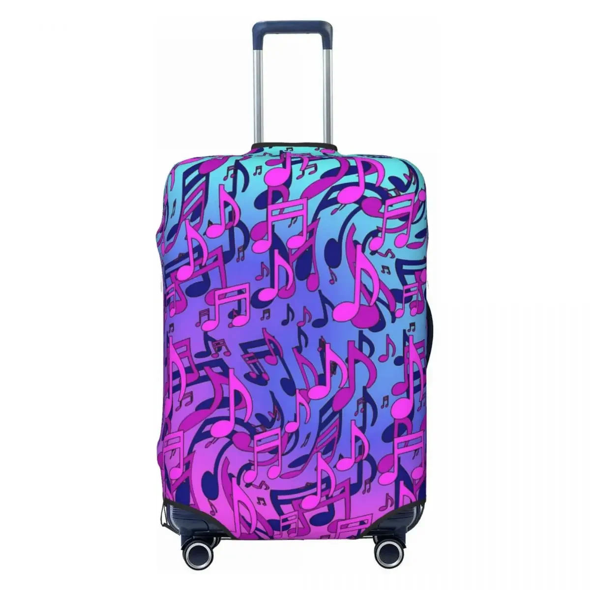 Music Notes Suitcase Cover Pink Ombre Business Protector Vacation Elastic Luggage Supplies