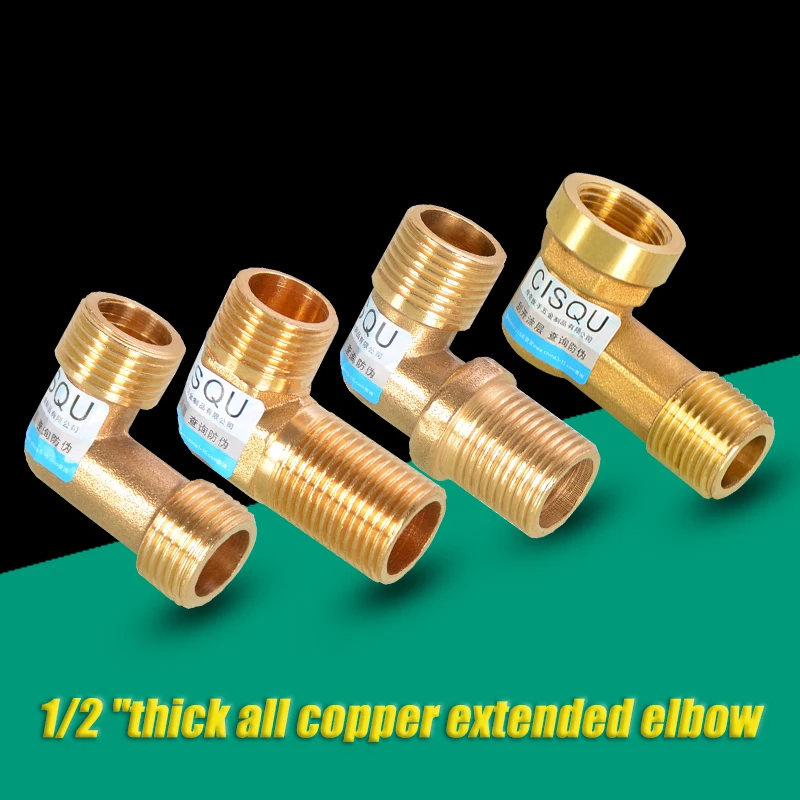 

1-50pcs/lot Fitting Joint DN15 Brass 1/2 Inch Elbow Lengthened Extension Double Male/Female Thread Elbow Gas Water Pipe