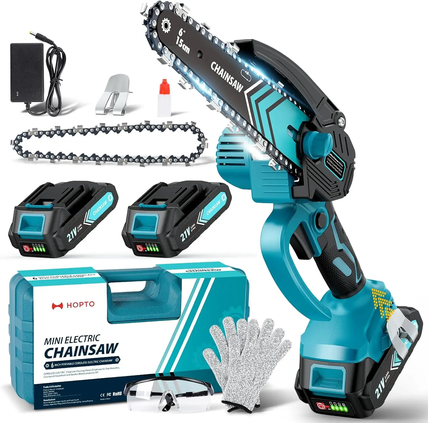 

6-дюймовая мини-бензопила, беспроводная с 2 батареями, портативная для резки дерева, обрезки деревьев, садоводства, подарков для мужчин