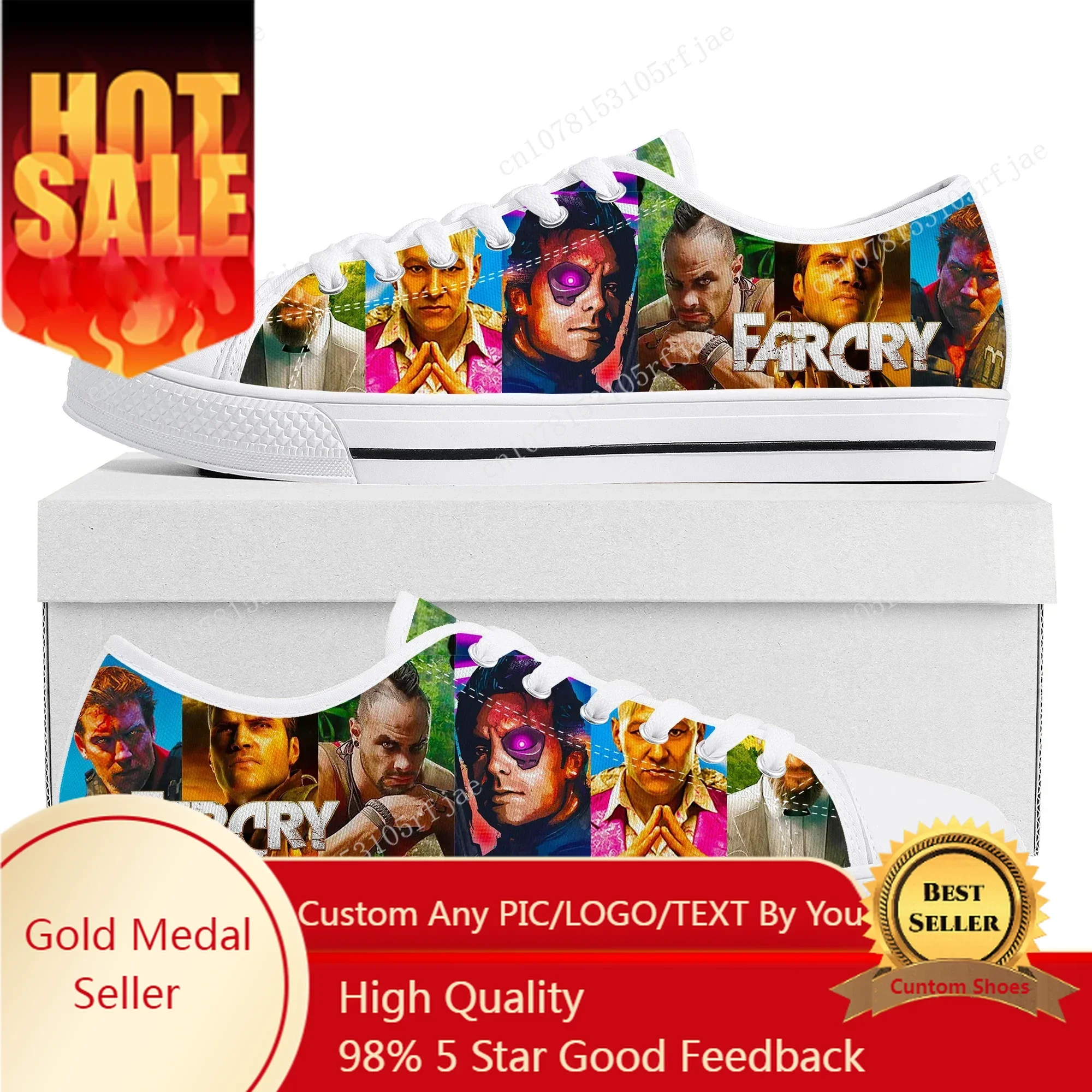 Far Cry Custom Low Top Sneakers Cartoon Game Womens Mens Teenager Canvas Sneaker Couple Fashion Custom Built Shoes