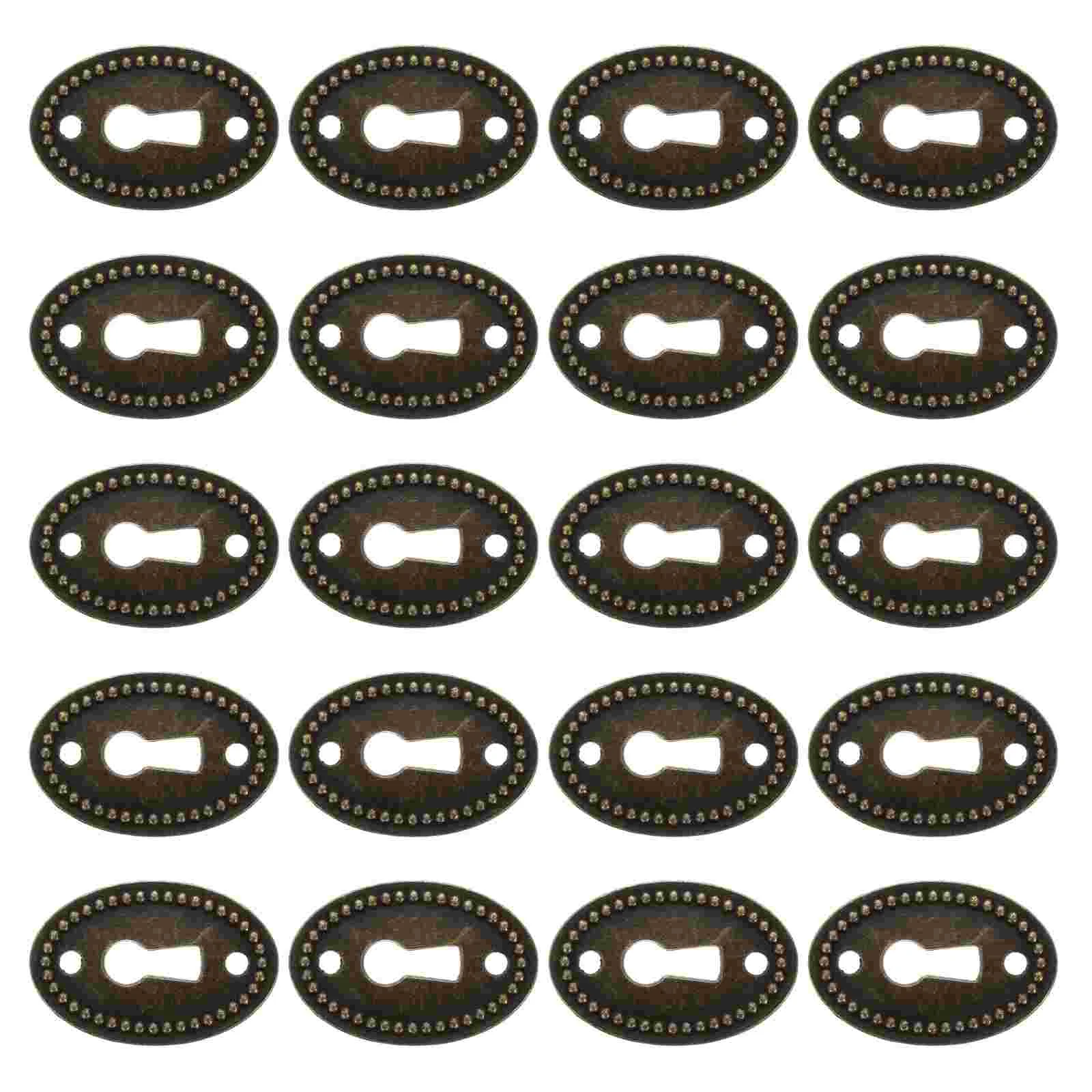 20 Pcs Key Drawer Trim Keyhole Plate Cover Insert Dressing Table Style Brass Finish Zinc Alloy Oval