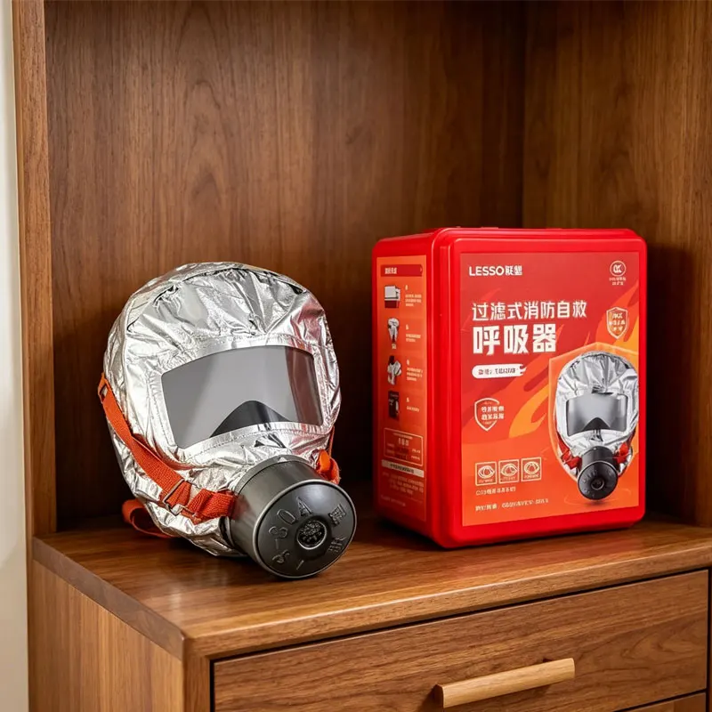 Escape Self-rescue Breathing Apparatus Fire Mask Multi-Layered Fireproof Filter Mask Easy-fit Escape Hood Fire Hood Oxygen Mask