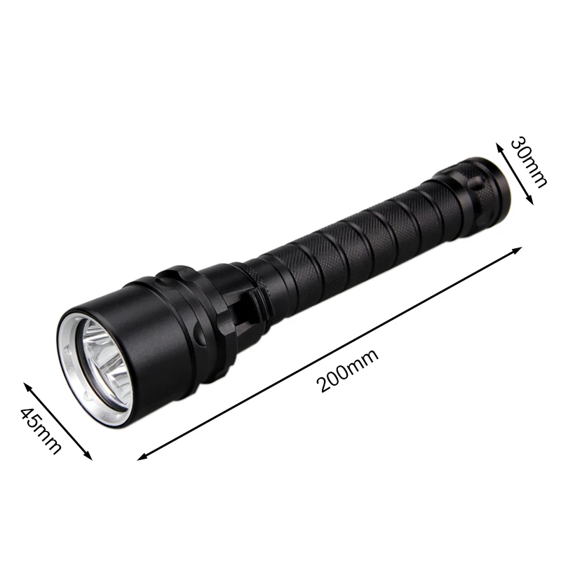 Underwater 100 Meter Diving Flashlight White/UV Light LED Diving Torch Powered by 2 pcs 18650 Battery with Hand Rope