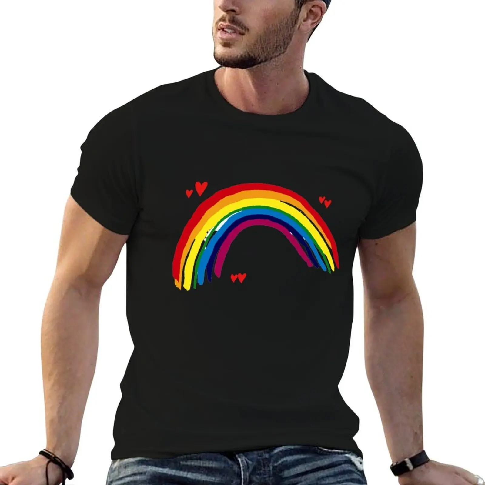 Design arc-en-ciel de remerciement - tous les profits sont reversés à une association caritative. T-shirt de travail utilitaire à manches courtes