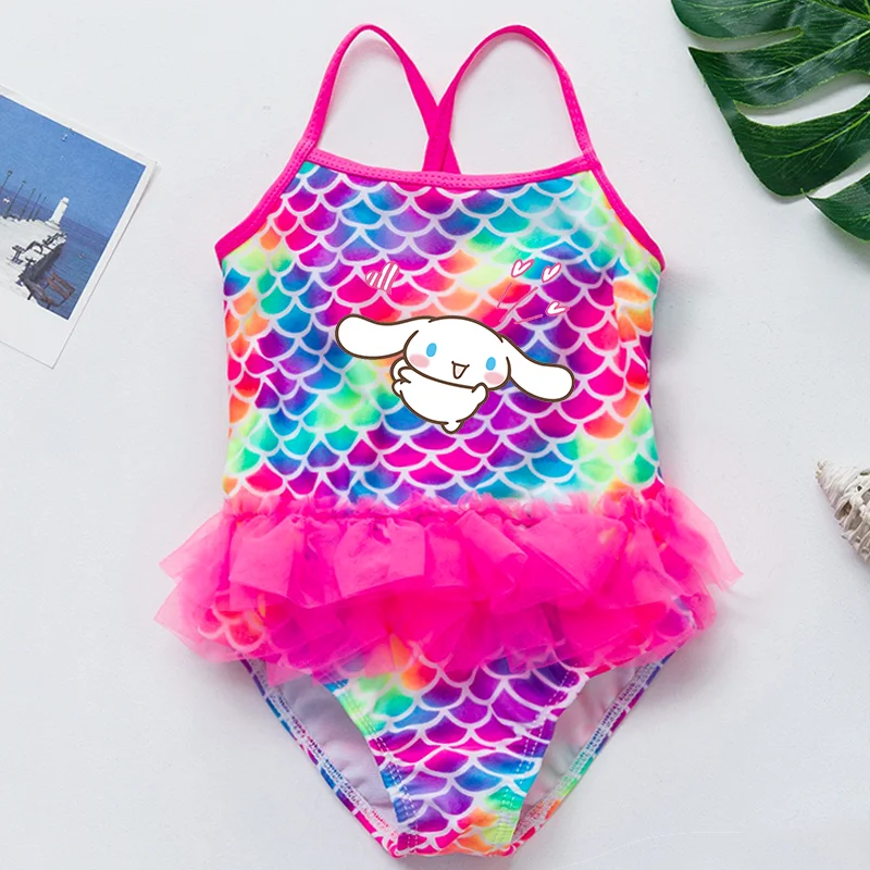 シナモロール ガールズ ワンピース 水着 マーメイド スケール プリント 夏用水着 ビーチ プール 水着用