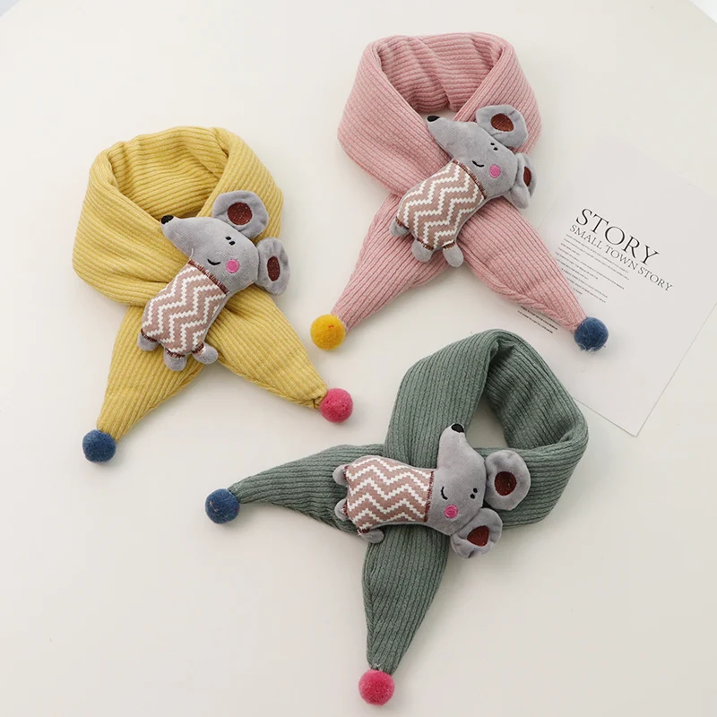 Autumn and winter children\'s scarf baby neck boy girl cute cartoon scarf mouse cross thickened winter