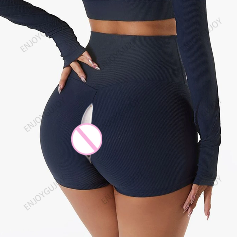 Invisible Open Crotch Leggings for Women, Fitness Shorts, Hip Lifting, Yoga Pants, High Waisted, Slim Fit, Outdoor Sex Sports