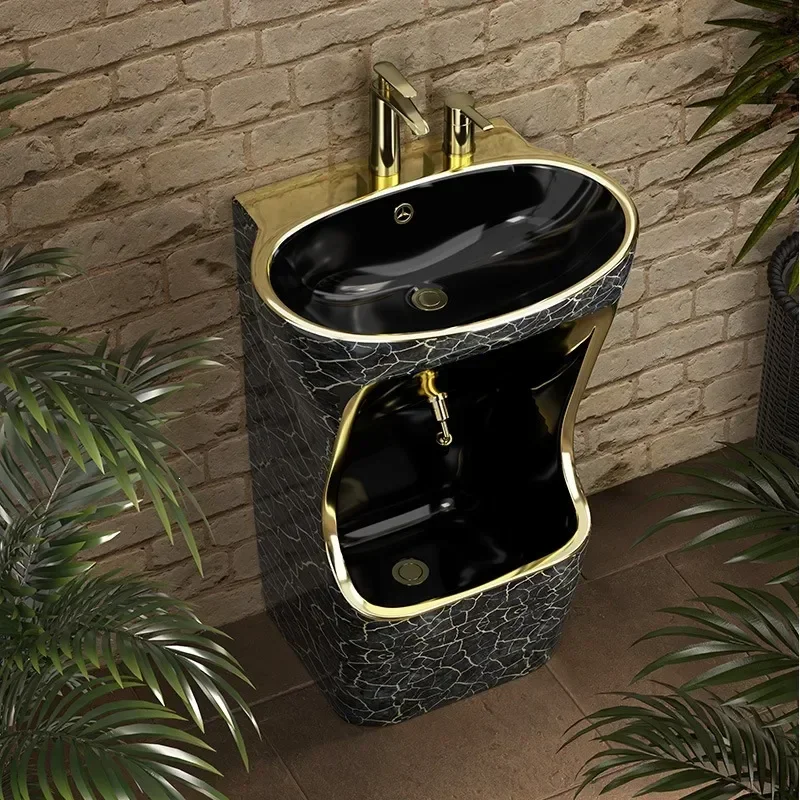 PQ-C Modern Minimalist Ceramic Column Basin Single Hole Integrated Sink For Bathroom Vanity Outdoor Patio Garden Washbasin Decor