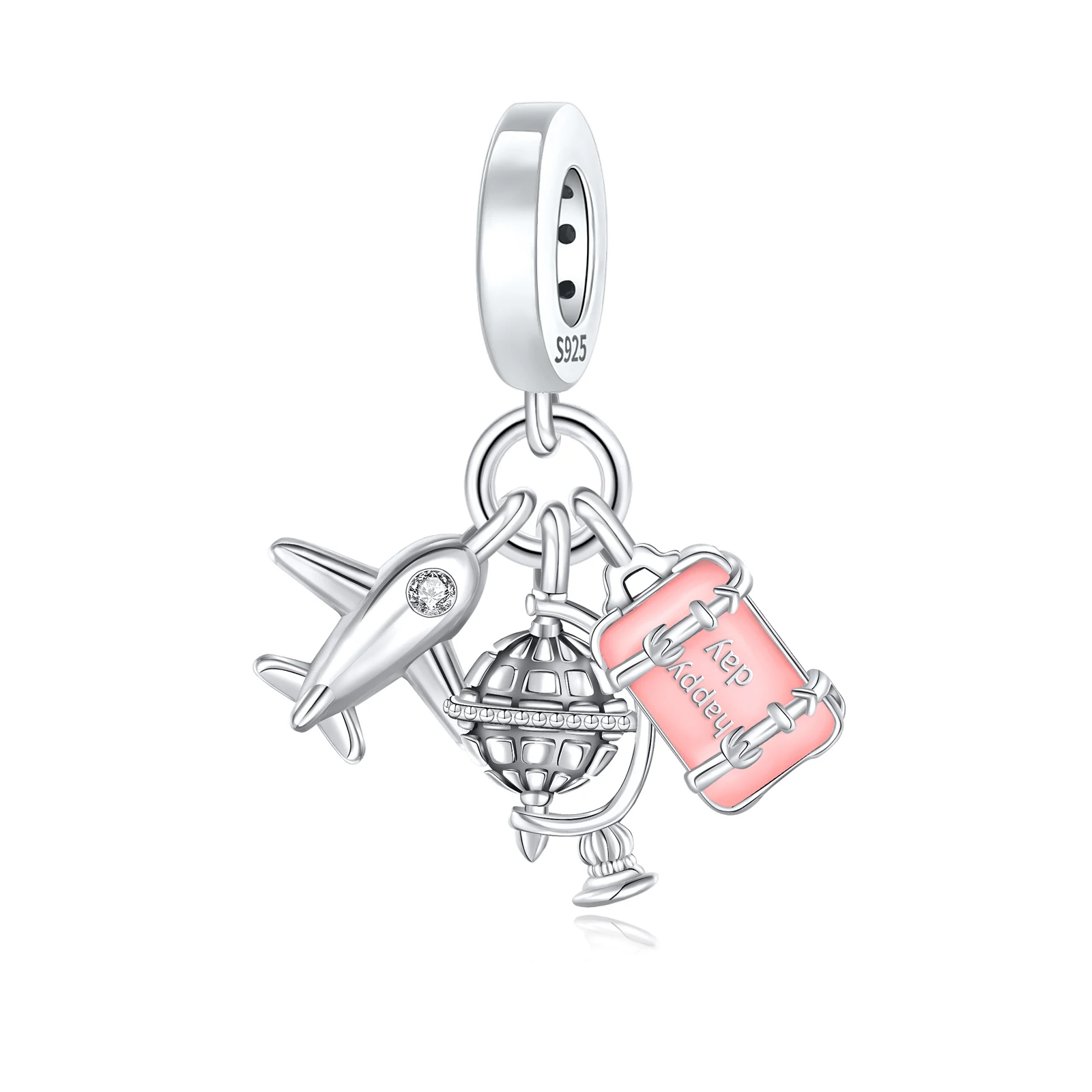 925 Sterling Silver Charm Pink-Themed Cake Bear Coffee Machine Pendant for Women Fit Original Bracelet Necklace DIY Accessories - view 3