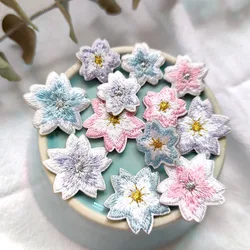 4pcs Pink Purple Blue Cherry Blossoms Self-adhesive Embroidery Patches For Clothing Kids DIY Decorative Phone Case Backpack Swe