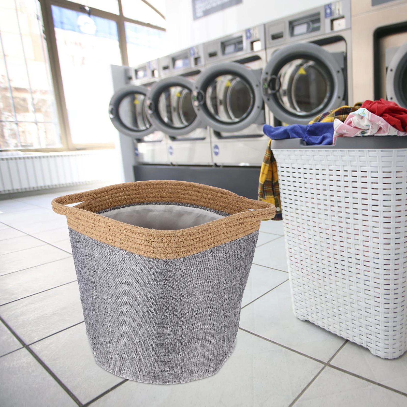 

Nordic Fabric Storage Bucket Yellow Grey Laundry Basket Dirty Clothes Container Foldable Washable Reusable Toy ganizer BathRoom
