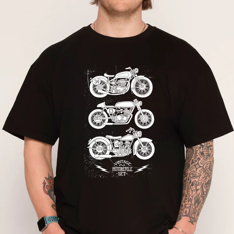 

Vintage Motorcycle Mens T-shirt New Fashion Cotton Men Short Sleeve Printing O-Neck Casual T Shirt