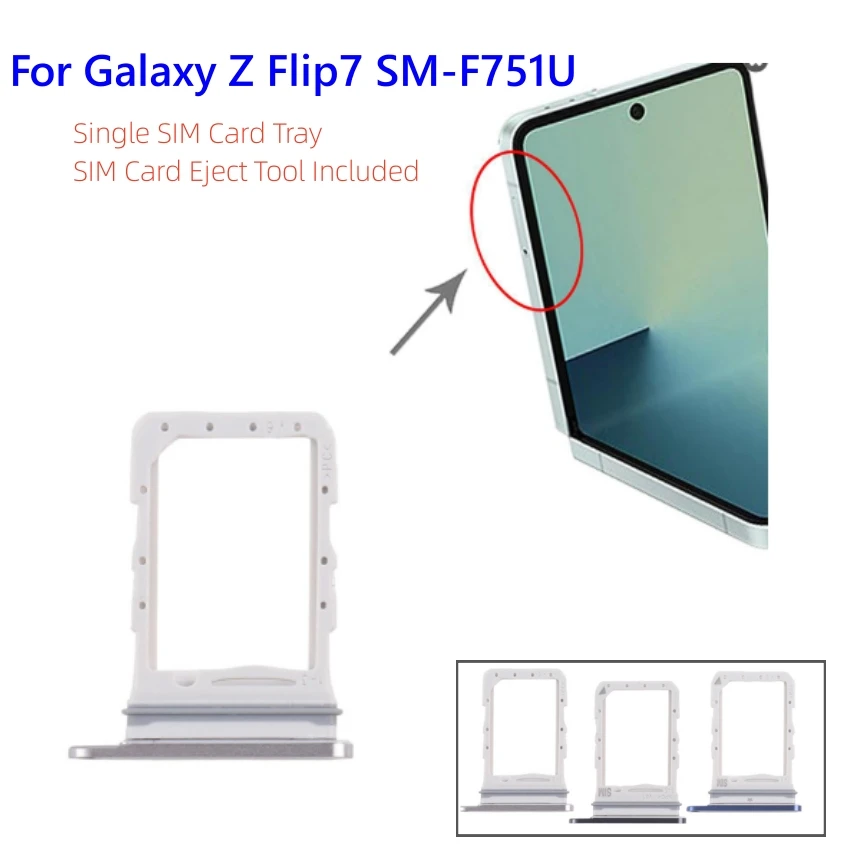 

Лоток с одним слотом для SIM-карты для Samsung Galaxy Z Flip7 SM-F751U, слот для карт с инструментом для извлечения SIM, аксессуары для телефонов