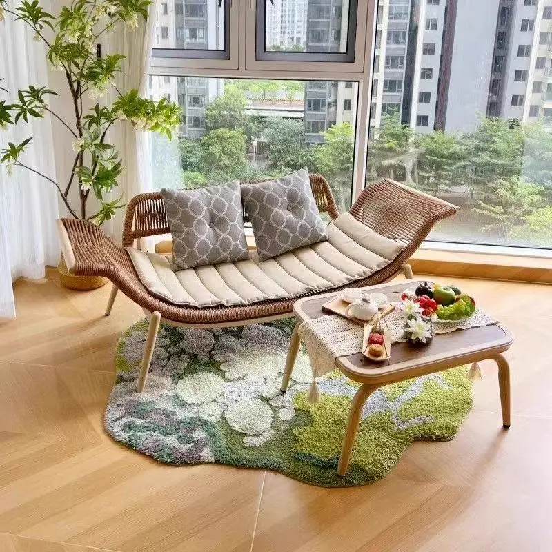 pe- Single Sofa Lazy Lounge Chair Simple Nordic Light Luxury Design Balcony Leisure Rattan Chair Minimalist Chaise Longue~