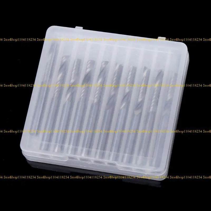 

P9FB 10 Pcs 1/8" Single Flute Flat Nose End Mill Router Bits 17mm