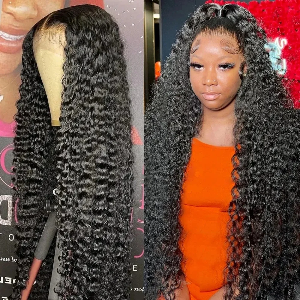 

Deep Wave Lace Front Human Hair Curly Full Lace Front Human Hair180% Brazilian Black Wig Curly Water WaveTransparen Lace Frontal