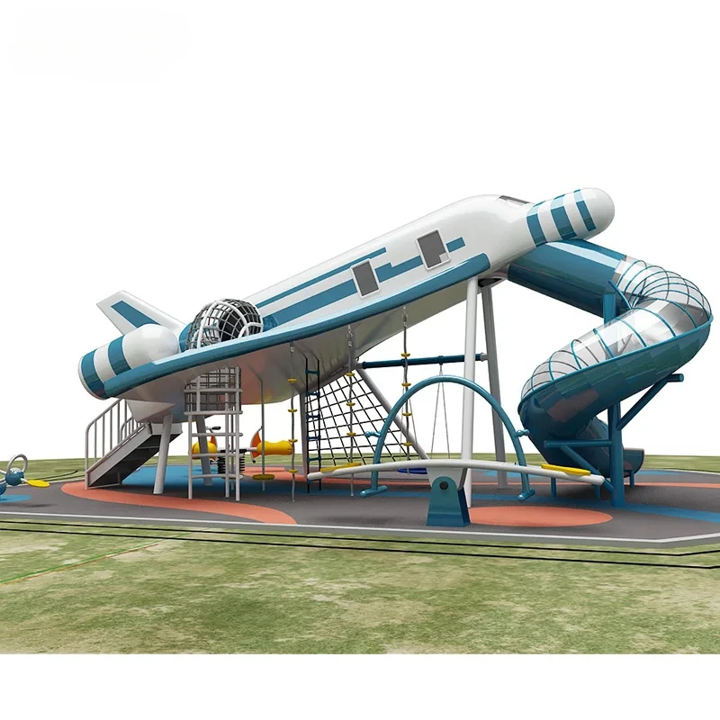 High-End Large Outdoor Amusement Equipment Children\'s Airplane Theme Slide for Landscape Enhancement