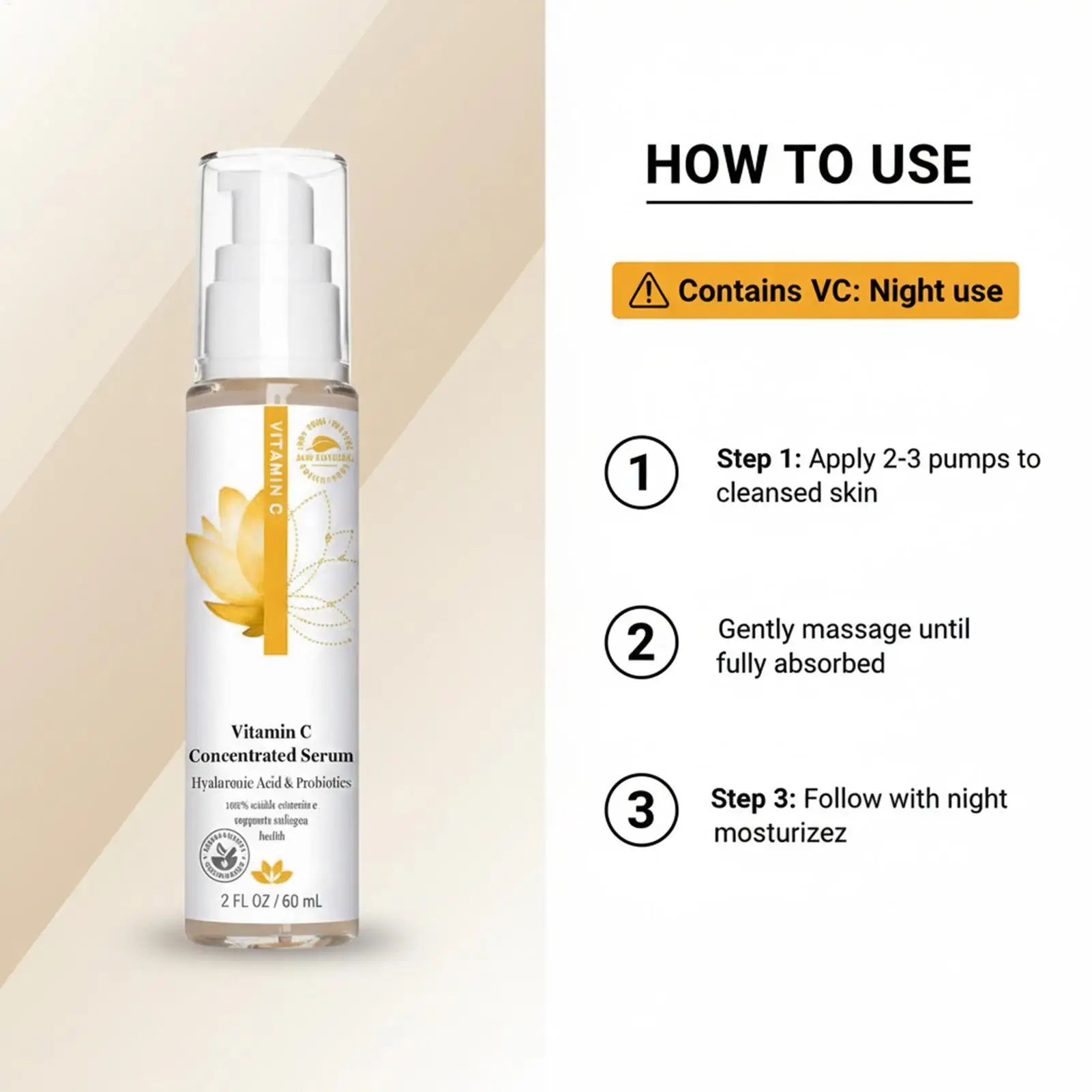 Sérum Concentrado de Vitamina C 60ml: Solução Calmante de Rápida Absorção que Ilumina o Tom da Pele, Melhora a Opacidade e Hidrata o Rosto