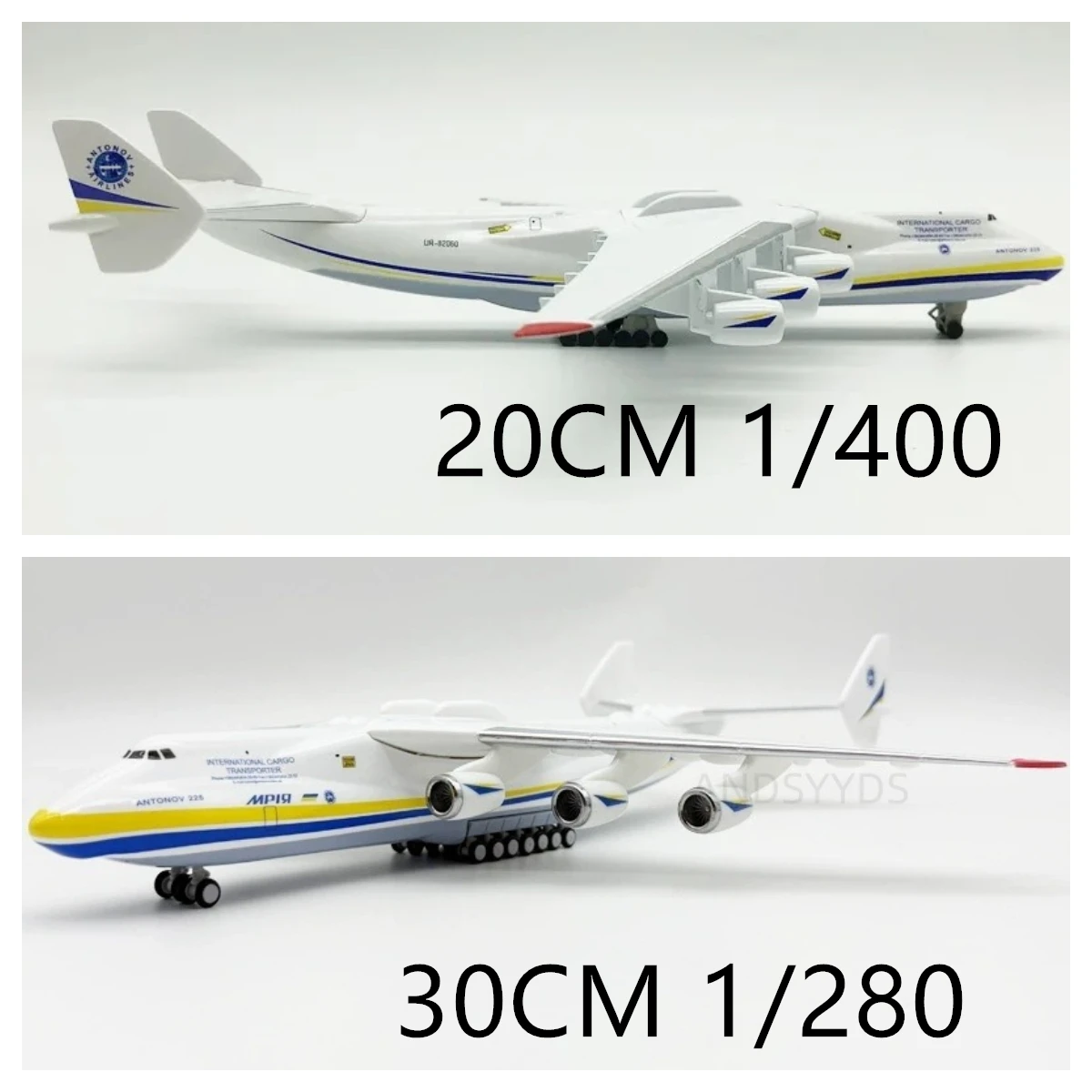 

Масштабная модель самолета Антонов Ан-225 (20/30 см), коллекционная, из сплава, литая под давлением, с элементами из смолы, серия Airlines