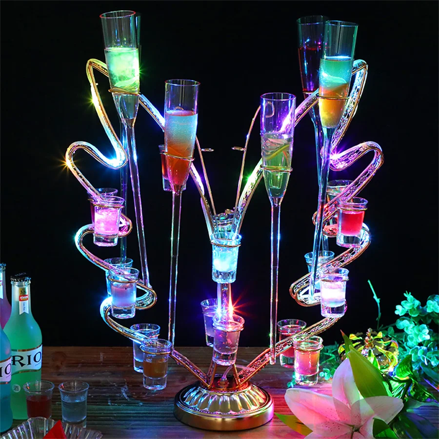 

Rechargeable Cocktail Cup Stand Novelty Bar Wine Glass Holder VIP Service Shot Glass Rack For NightClub KTV Party Wedding Decor